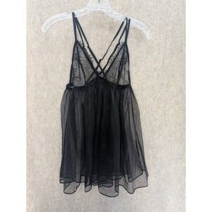 Victorias Secret Black Lace Tulle Babydoll Lingerie Chemise L G 170104A